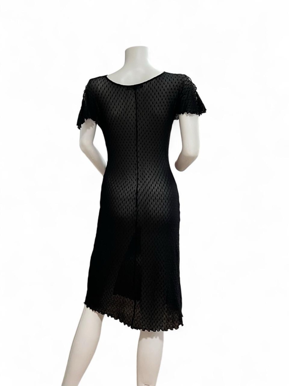 Betsey Johnson Black Mesh Chemise with Pink Trim Underbust - Picture 4 of 5